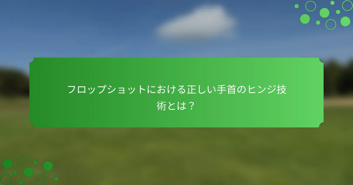 フロップショットにおける正しい手首のヒンジ技術とは？